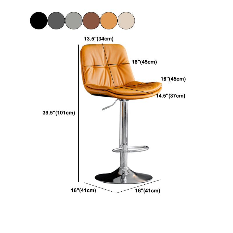 Industrial Metal Barstool Faux Leather Counter Stool With Chrome Base