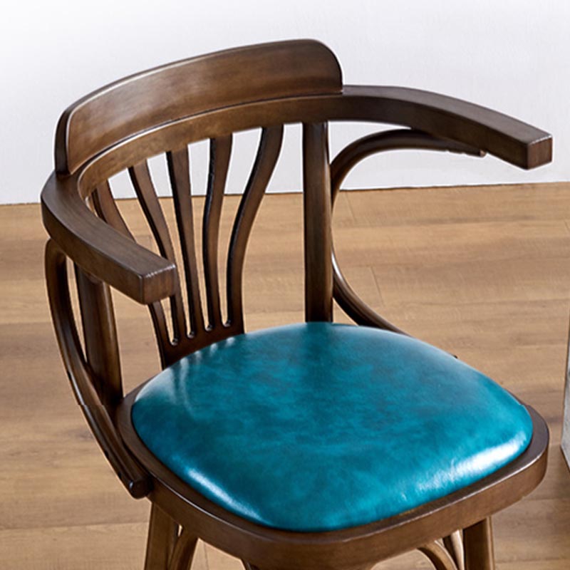 Modern Square Wood Stool Leather Upholstered Bar Stool with Swivel