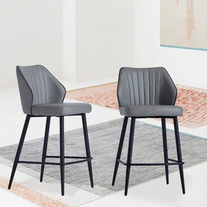 Contemporary Faux Leather Counter Stools Metal Bar Stool for Home Use