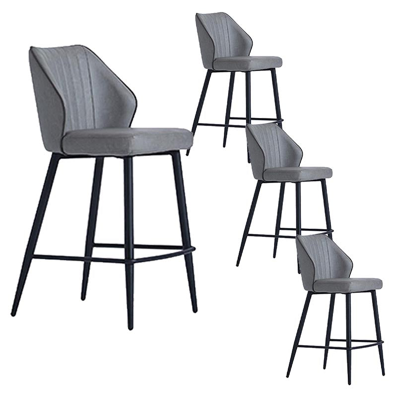 Contemporary Faux Leather Counter Stools Metal Bar Stool for Home Use