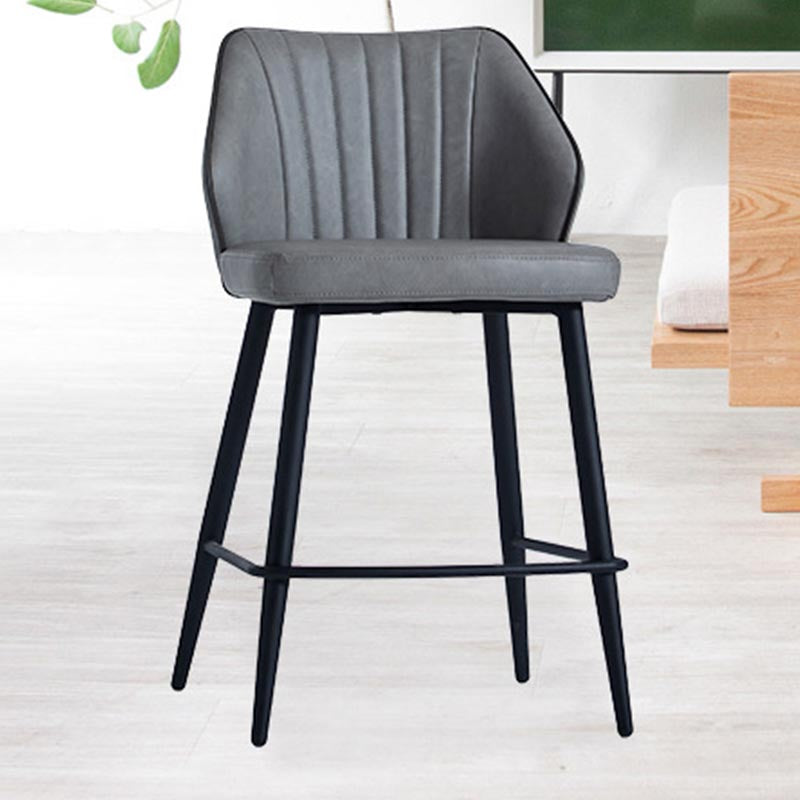 Contemporary Faux Leather Counter Stools Metal Bar Stool for Home Use