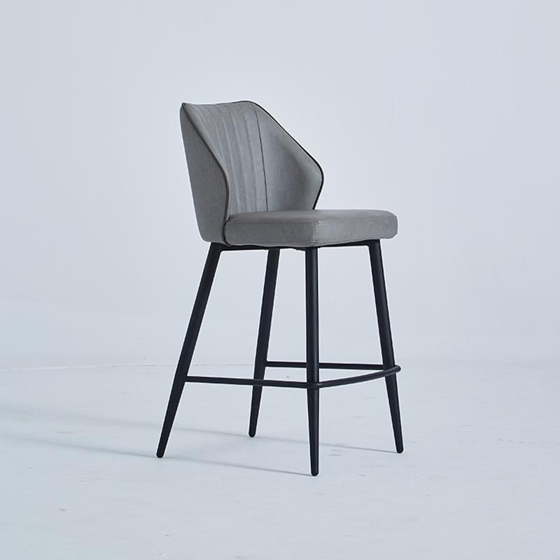 Contemporary Faux Leather Counter Stools Metal Bar Stool for Home Use