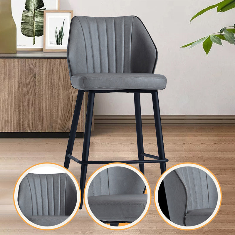 Contemporary Faux Leather Counter Stools Metal Bar Stool for Home Use