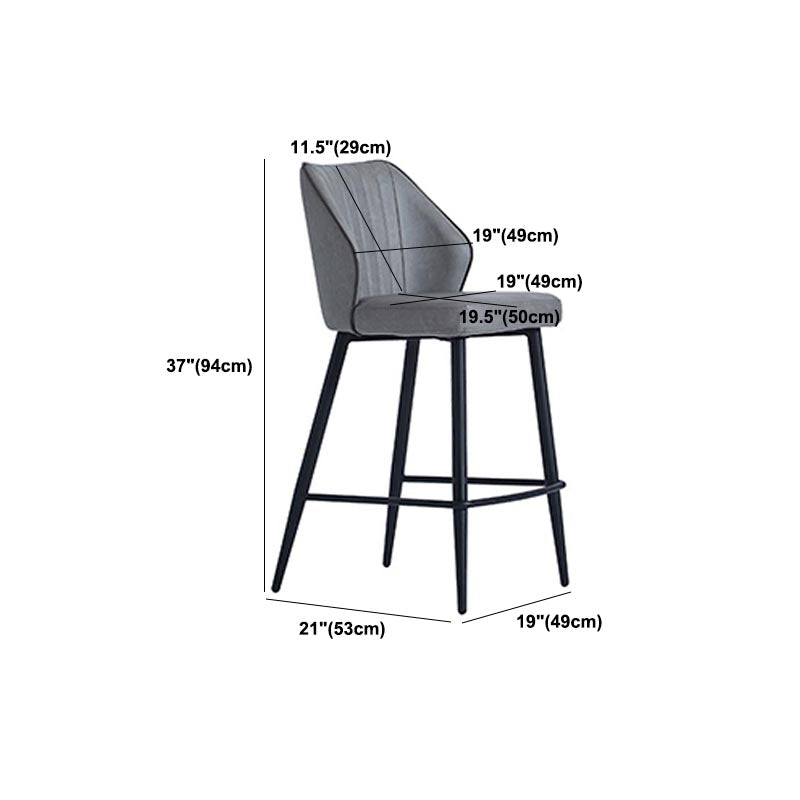 Contemporary Faux Leather Counter Stools Metal Bar Stool for Home Use