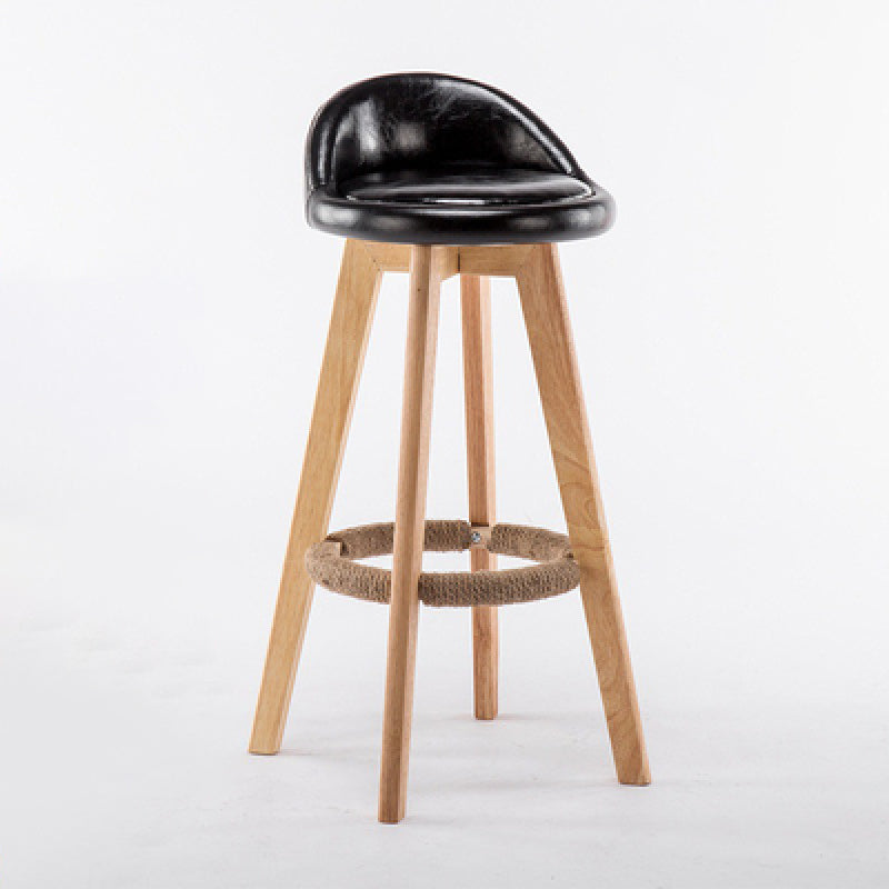 Contemporary Wood Stool Backrest Fabric Counter Stool for Restaurant