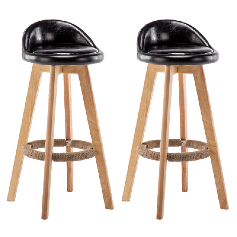 Contemporary Wood Stool Backrest Fabric Counter Stool for Restaurant
