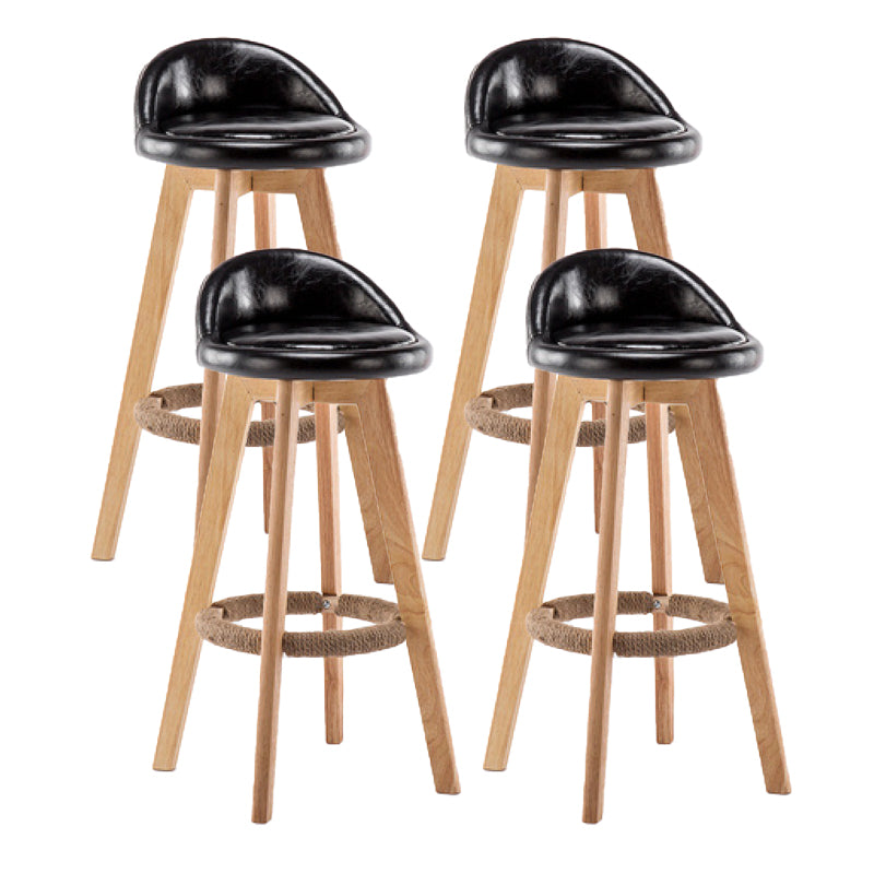 Contemporary Wood Stool Backrest Fabric Counter Stool for Restaurant