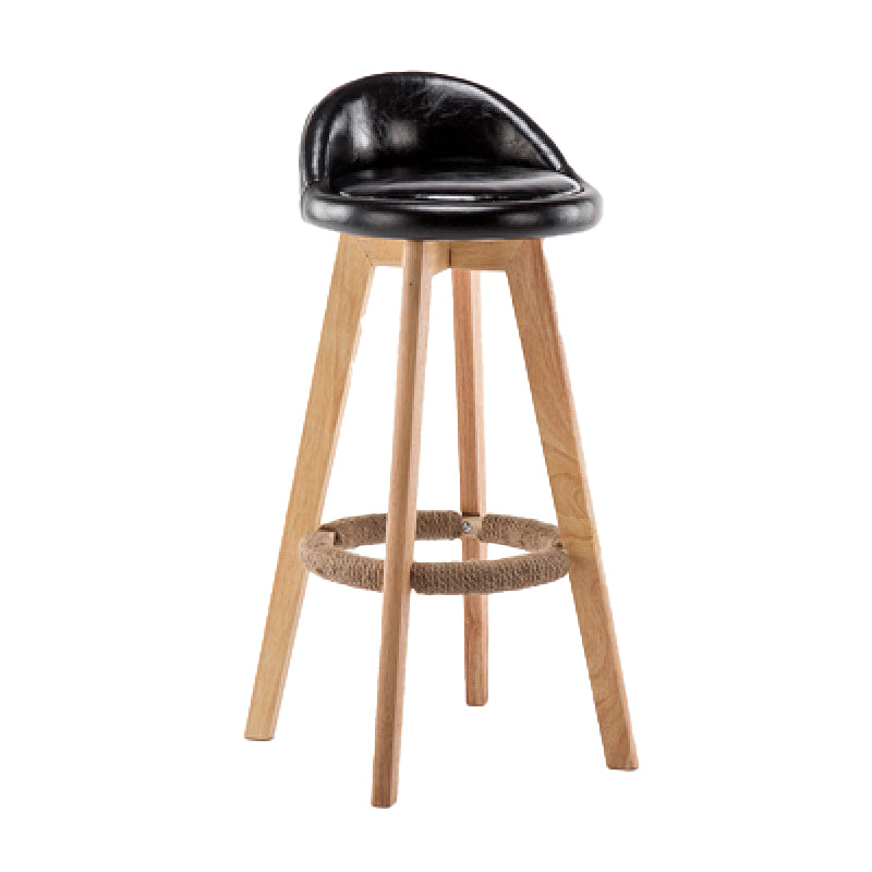 Contemporary Wood Stool Backrest Fabric Counter Stool for Restaurant