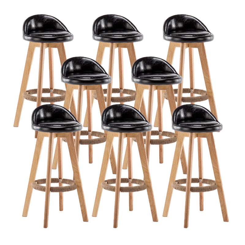 Contemporary Wood Stool Backrest Fabric Counter Stool for Restaurant