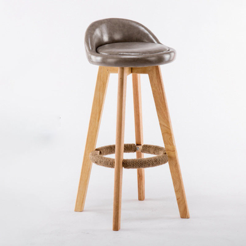 Contemporary Wood Stool Backrest Fabric Counter Stool for Restaurant