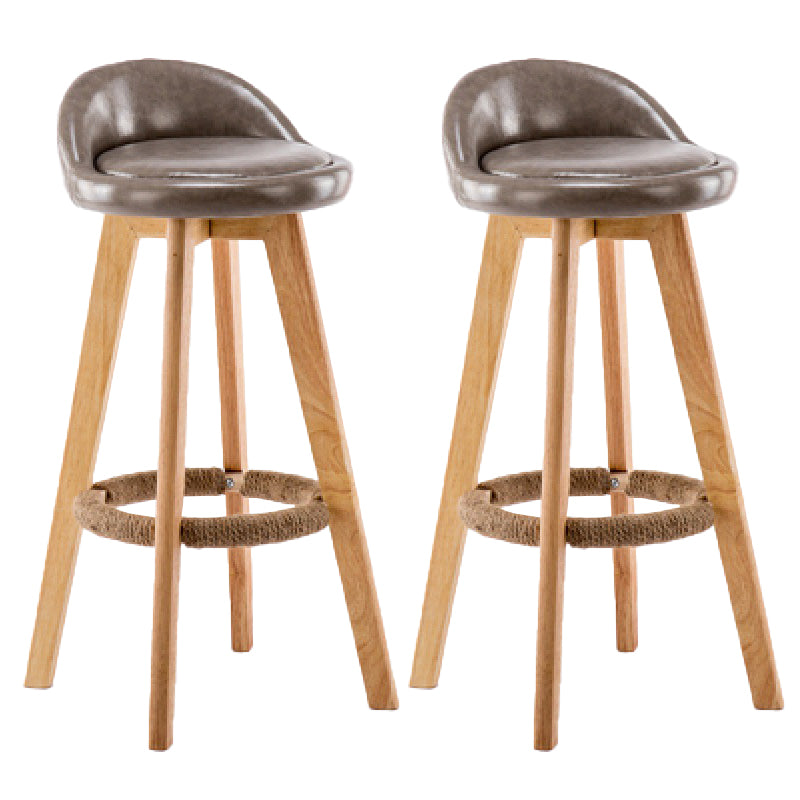 Contemporary Wood Stool Backrest Fabric Counter Stool for Restaurant