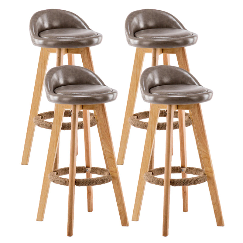 Contemporary Wood Stool Backrest Fabric Counter Stool for Restaurant
