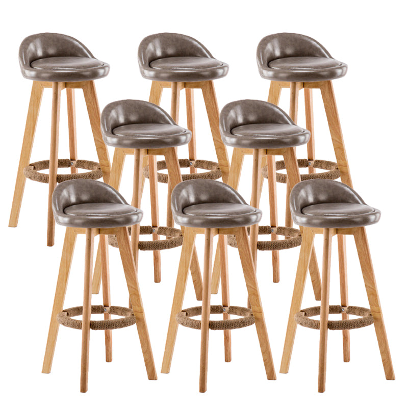 Contemporary Wood Stool Backrest Fabric Counter Stool for Restaurant