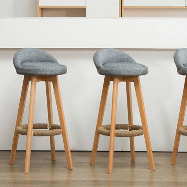 Contemporary Wood Stool Backrest Fabric Counter Stool for Restaurant
