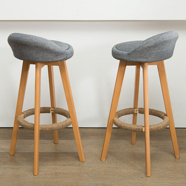 Contemporary Wood Stool Backrest Fabric Counter Stool for Restaurant