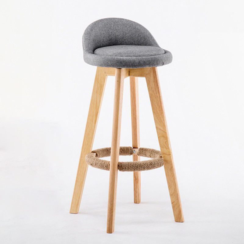 Contemporary Wood Stool Backrest Fabric Counter Stool for Restaurant
