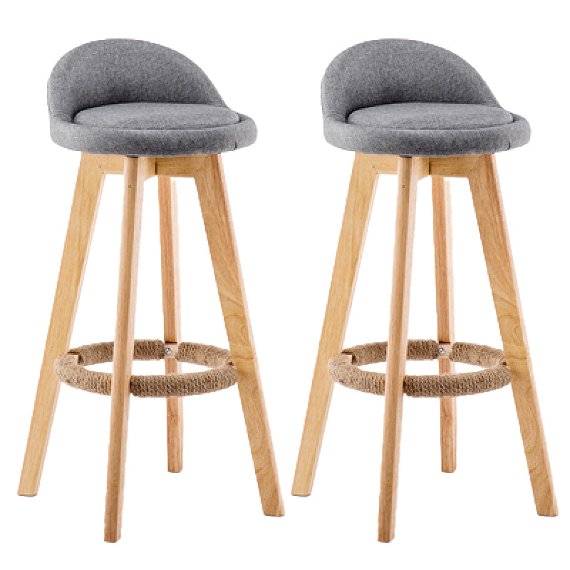 Contemporary Wood Stool Backrest Fabric Counter Stool for Restaurant