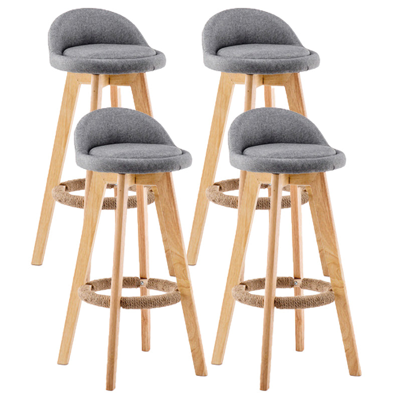 Contemporary Wood Stool Backrest Fabric Counter Stool for Restaurant