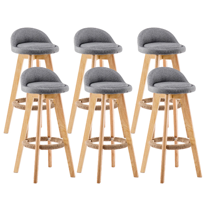 Contemporary Wood Stool Backrest Fabric Counter Stool for Restaurant