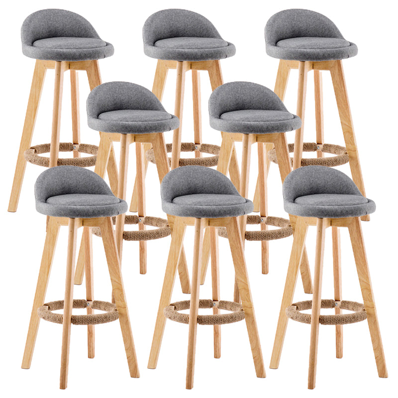 Contemporary Wood Stool Backrest Fabric Counter Stool for Restaurant