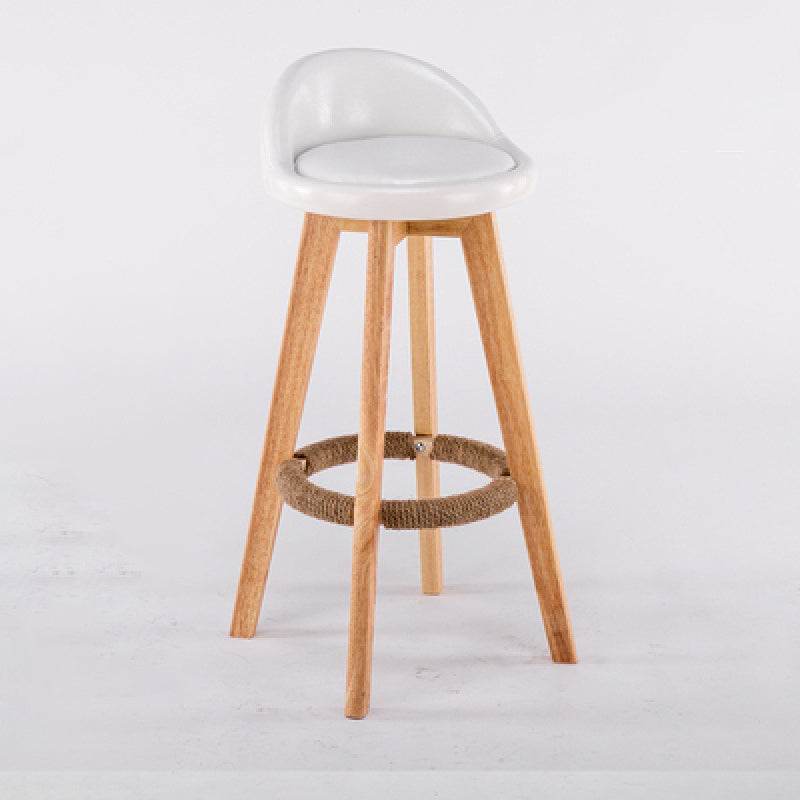 Contemporary Wood Stool Backrest Fabric Counter Stool for Restaurant