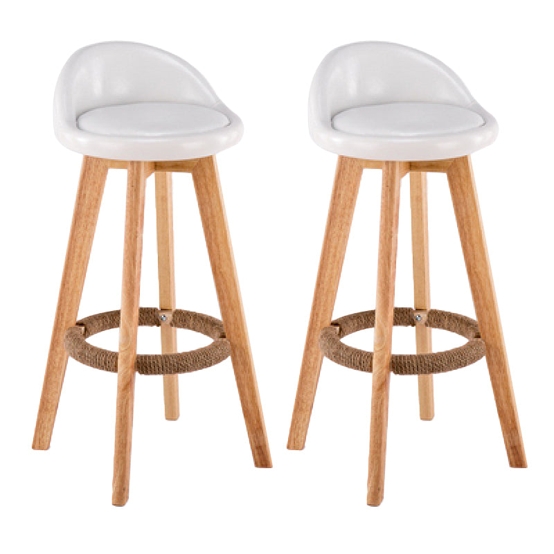 Contemporary Wood Stool Backrest Fabric Counter Stool for Restaurant