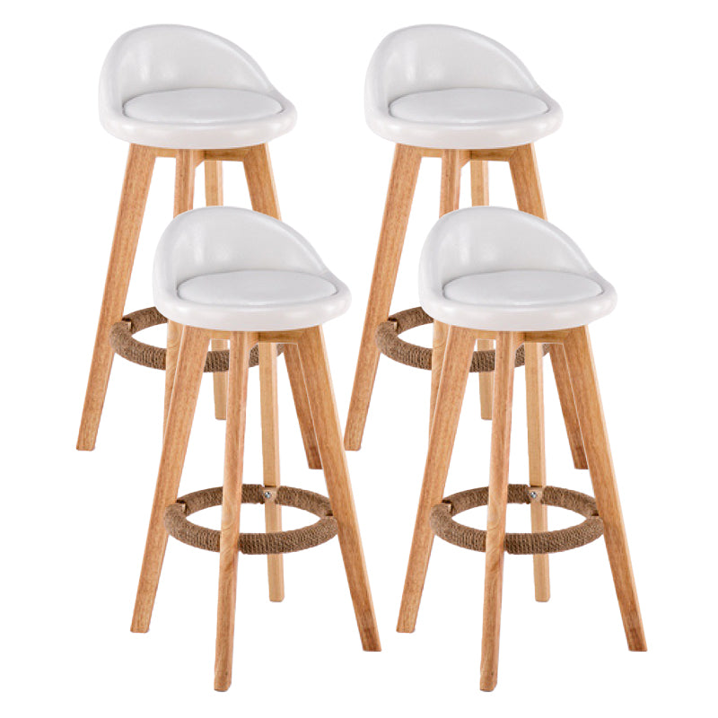 Contemporary Wood Stool Backrest Fabric Counter Stool for Restaurant