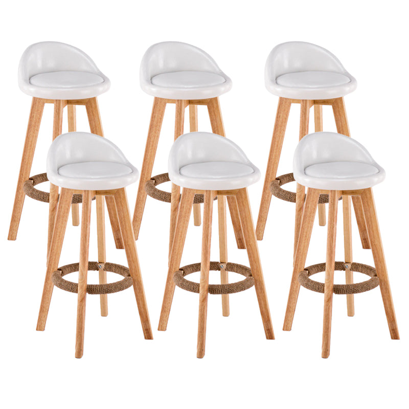Contemporary Wood Stool Backrest Fabric Counter Stool for Restaurant