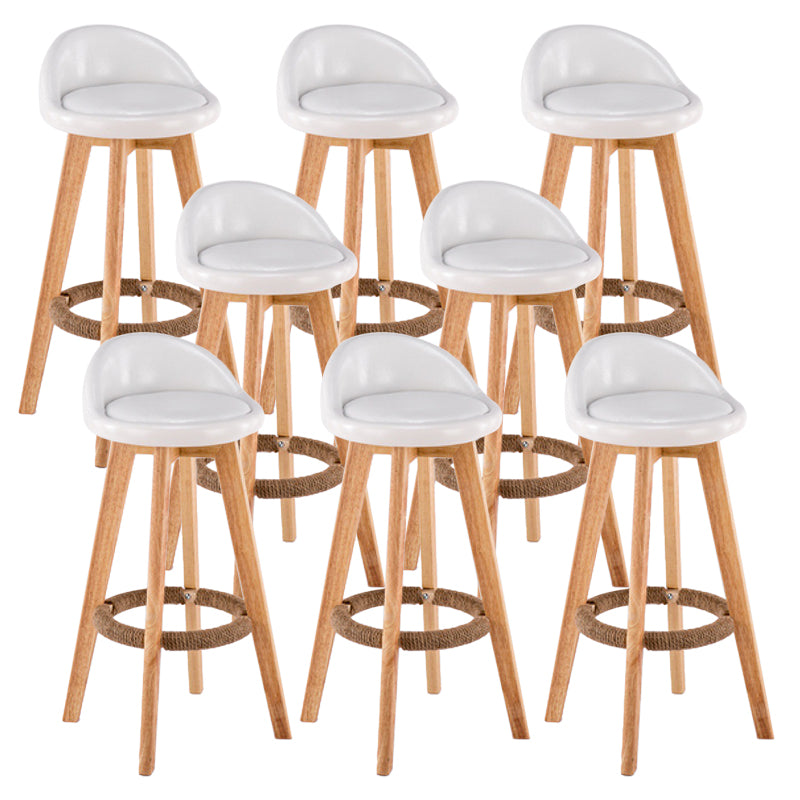 Contemporary Wood Stool Backrest Fabric Counter Stool for Restaurant