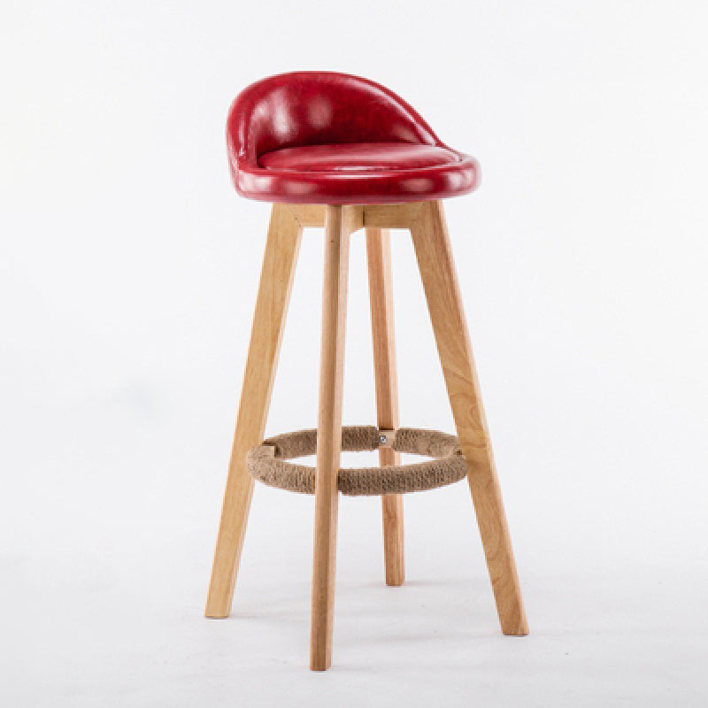 Contemporary Wood Stool Backrest Fabric Counter Stool for Restaurant