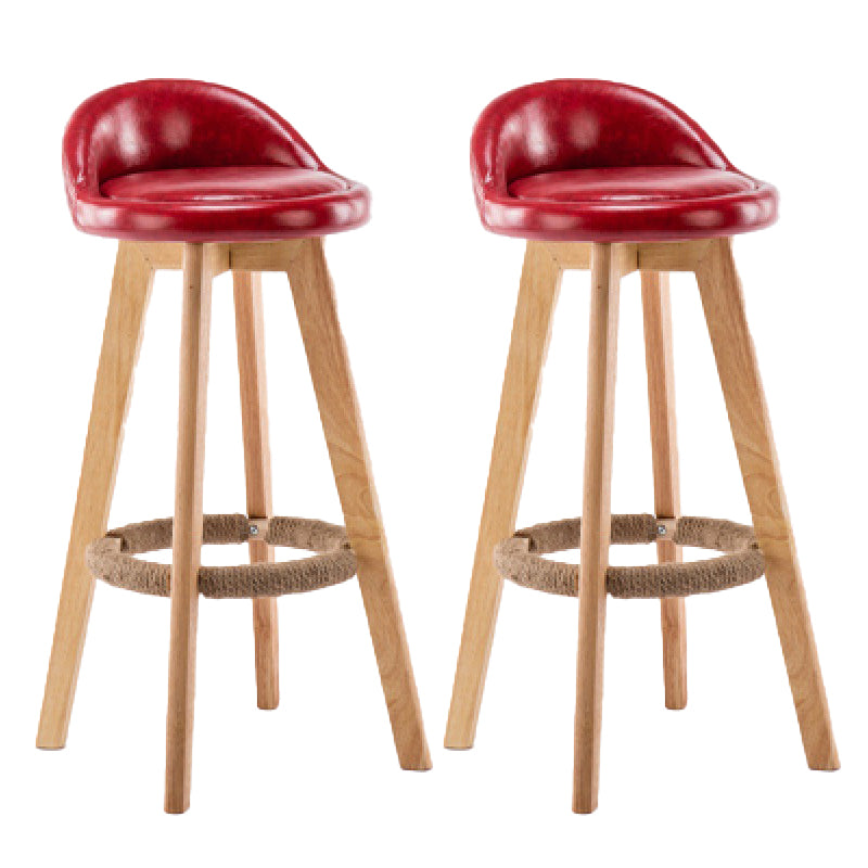 Contemporary Wood Stool Backrest Fabric Counter Stool for Restaurant