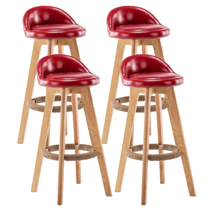 Contemporary Wood Stool Backrest Fabric Counter Stool for Restaurant