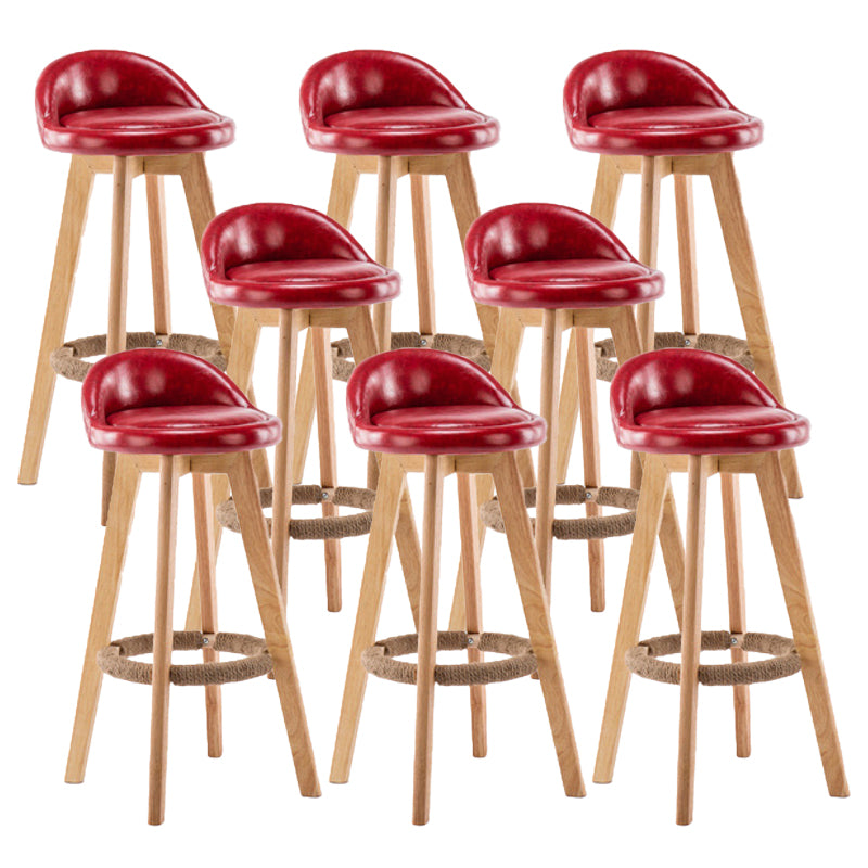 Contemporary Wood Stool Backrest Fabric Counter Stool for Restaurant