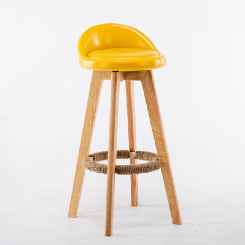 Contemporary Wood Stool Backrest Fabric Counter Stool for Restaurant