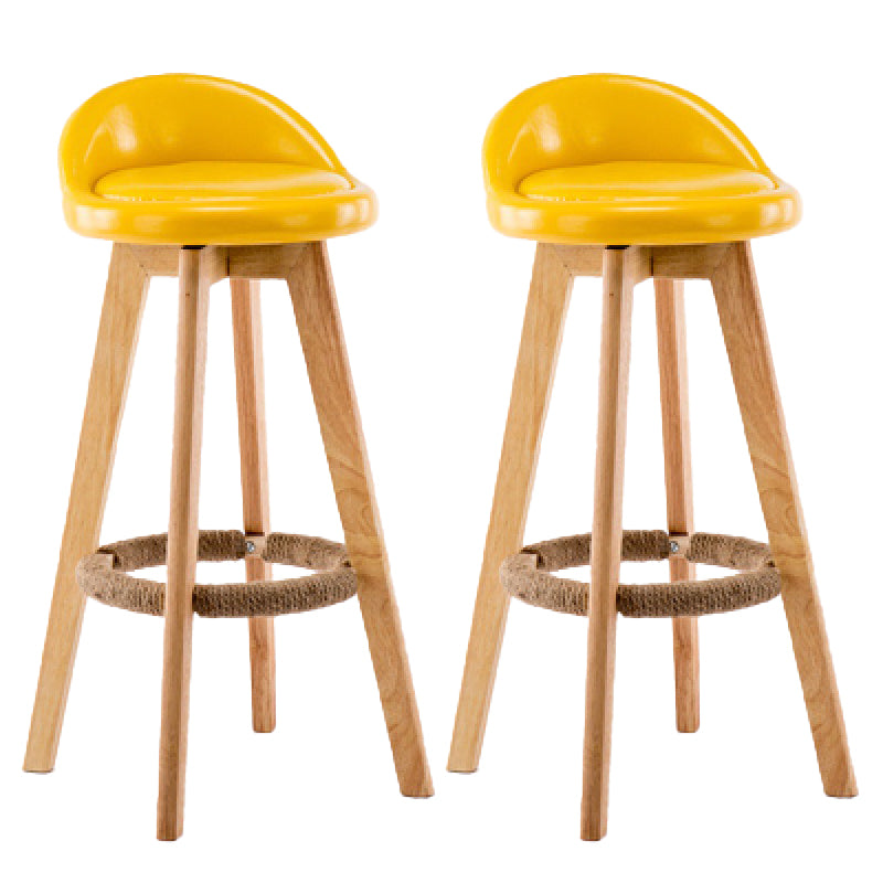 Contemporary Wood Stool Backrest Fabric Counter Stool for Restaurant