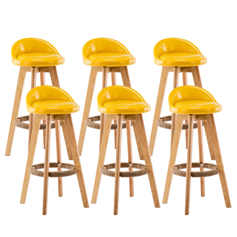 Contemporary Wood Stool Backrest Fabric Counter Stool for Restaurant