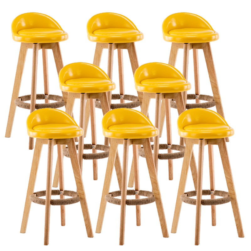 Contemporary Wood Stool Backrest Fabric Counter Stool for Restaurant