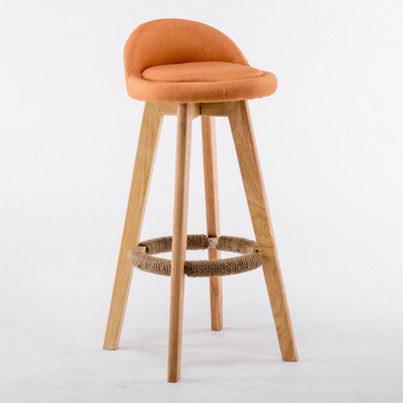 Contemporary Wood Stool Backrest Fabric Counter Stool for Restaurant