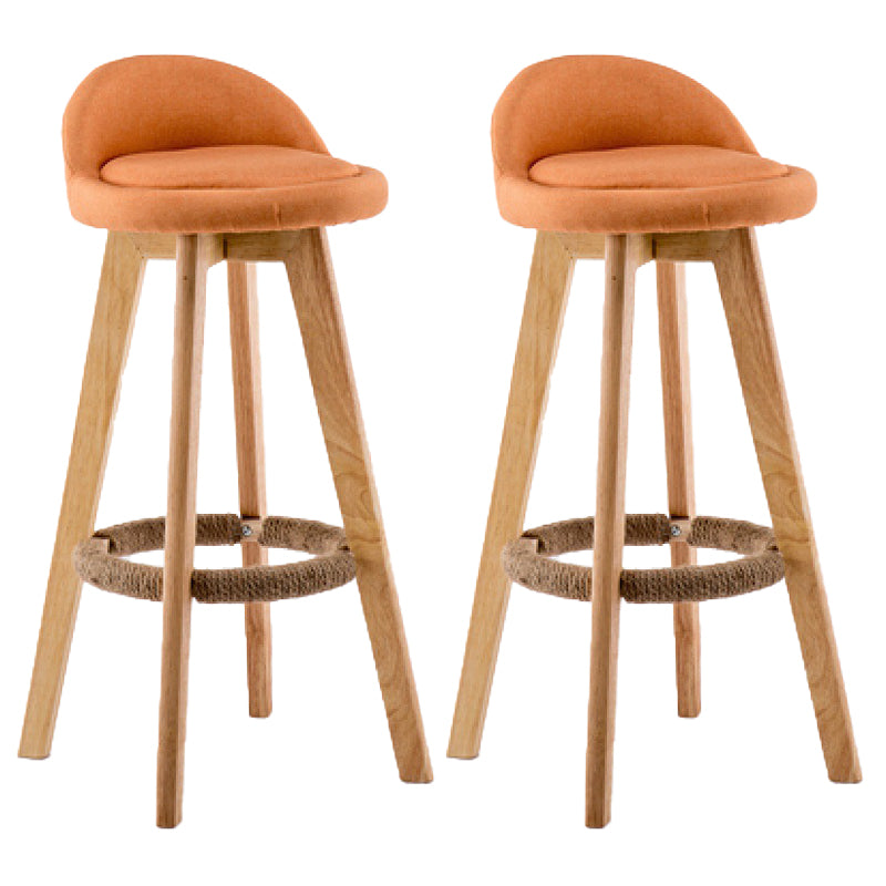 Contemporary Wood Stool Backrest Fabric Counter Stool for Restaurant