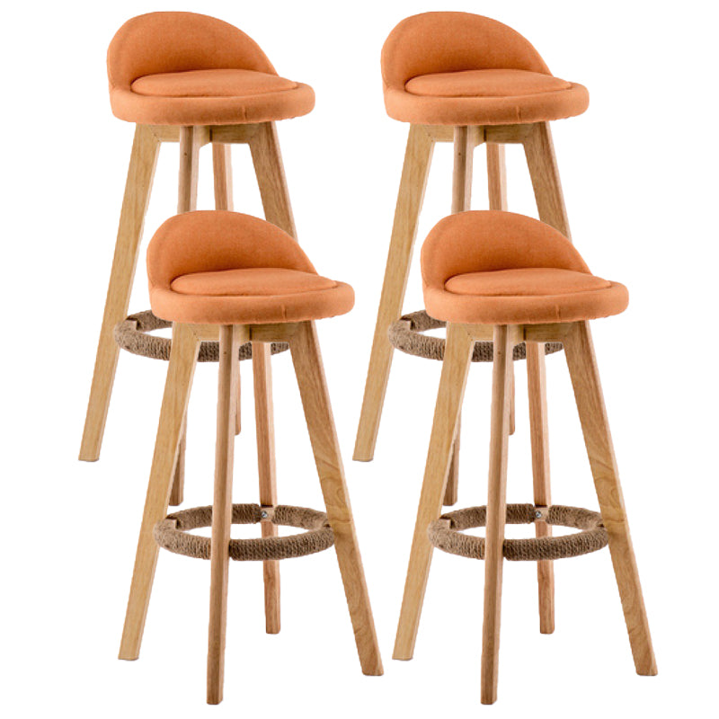 Contemporary Wood Stool Backrest Fabric Counter Stool for Restaurant