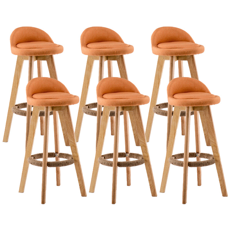 Contemporary Wood Stool Backrest Fabric Counter Stool for Restaurant