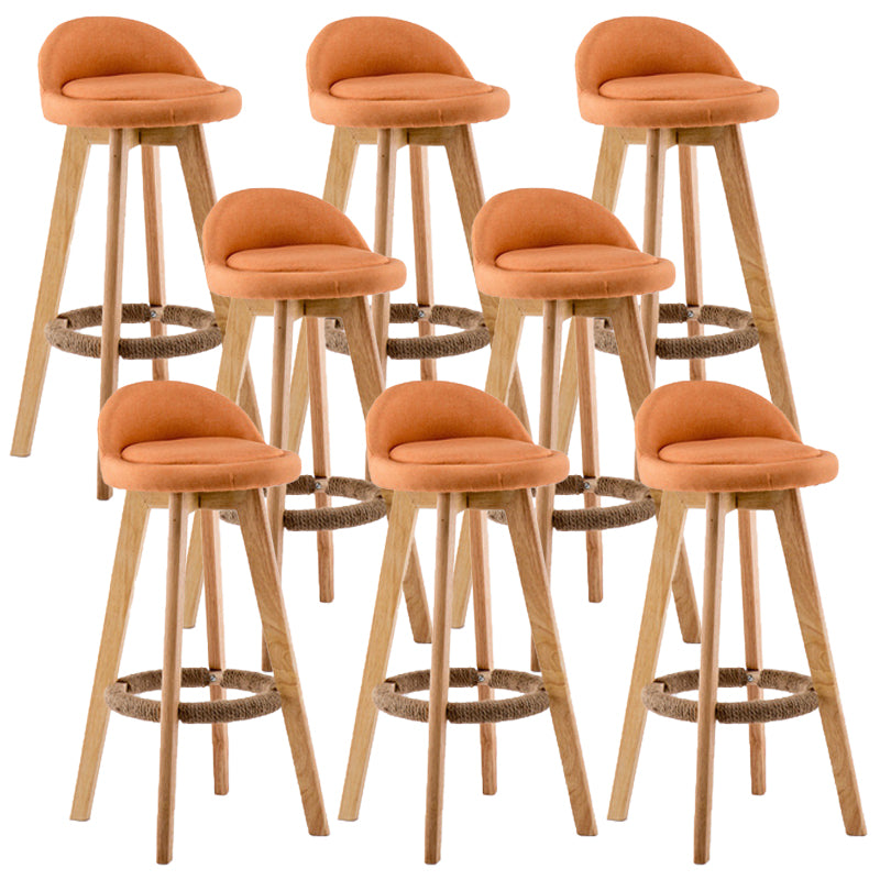 Contemporary Wood Stool Backrest Fabric Counter Stool for Restaurant