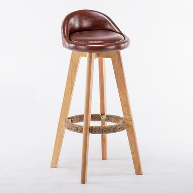 Contemporary Wood Stool Backrest Fabric Counter Stool for Restaurant