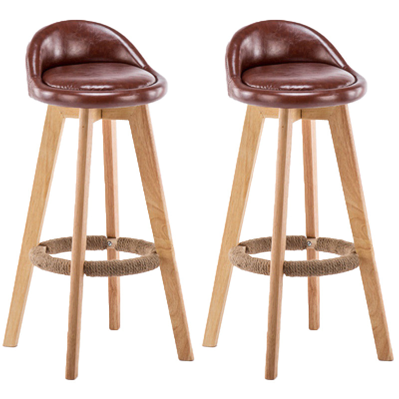 Contemporary Wood Stool Backrest Fabric Counter Stool for Restaurant