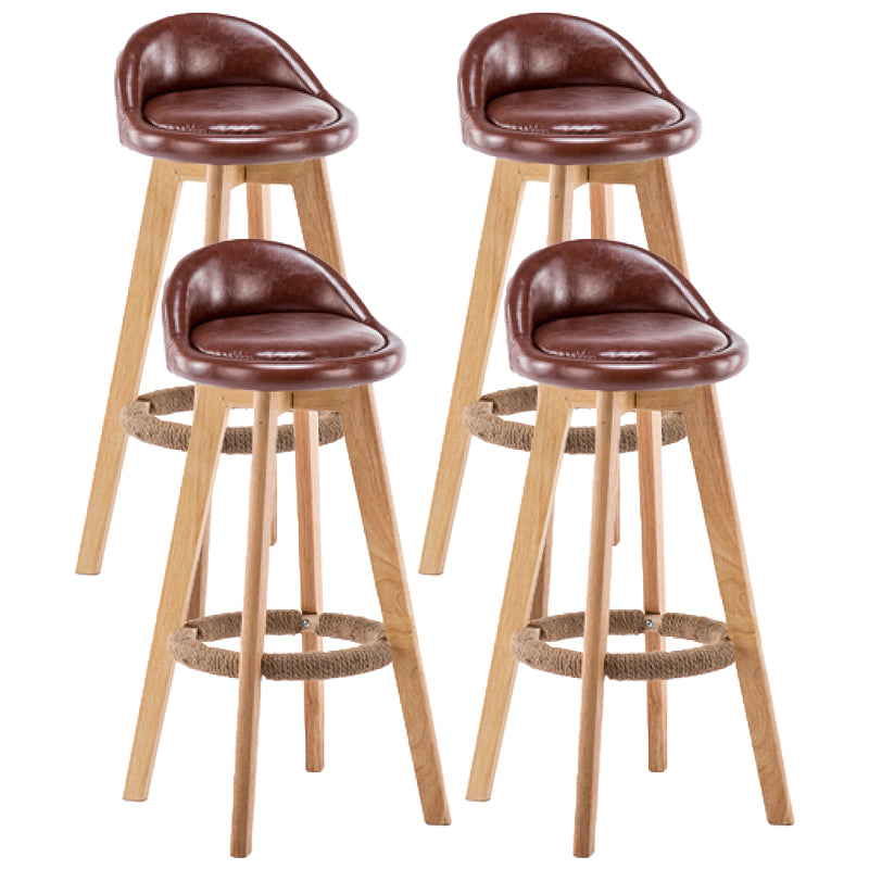 Contemporary Wood Stool Backrest Fabric Counter Stool for Restaurant