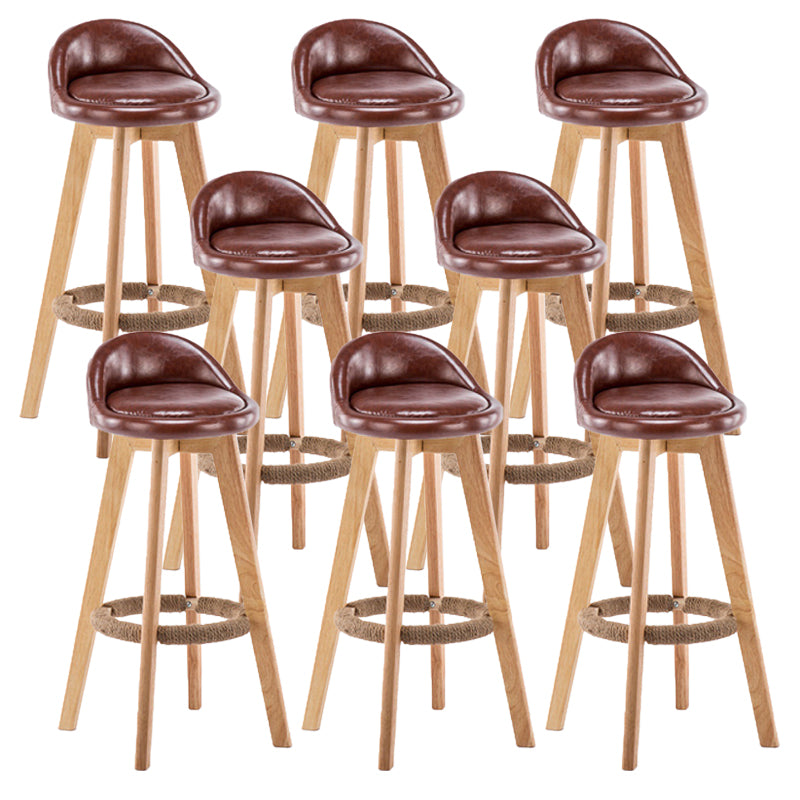 Contemporary Wood Stool Backrest Fabric Counter Stool for Restaurant