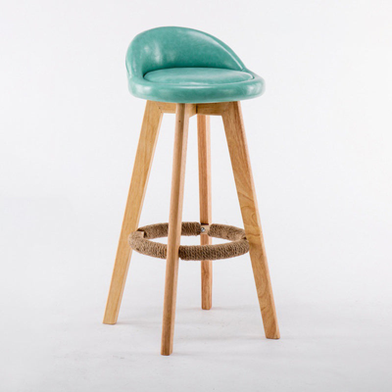 Contemporary Wood Stool Backrest Fabric Counter Stool for Restaurant