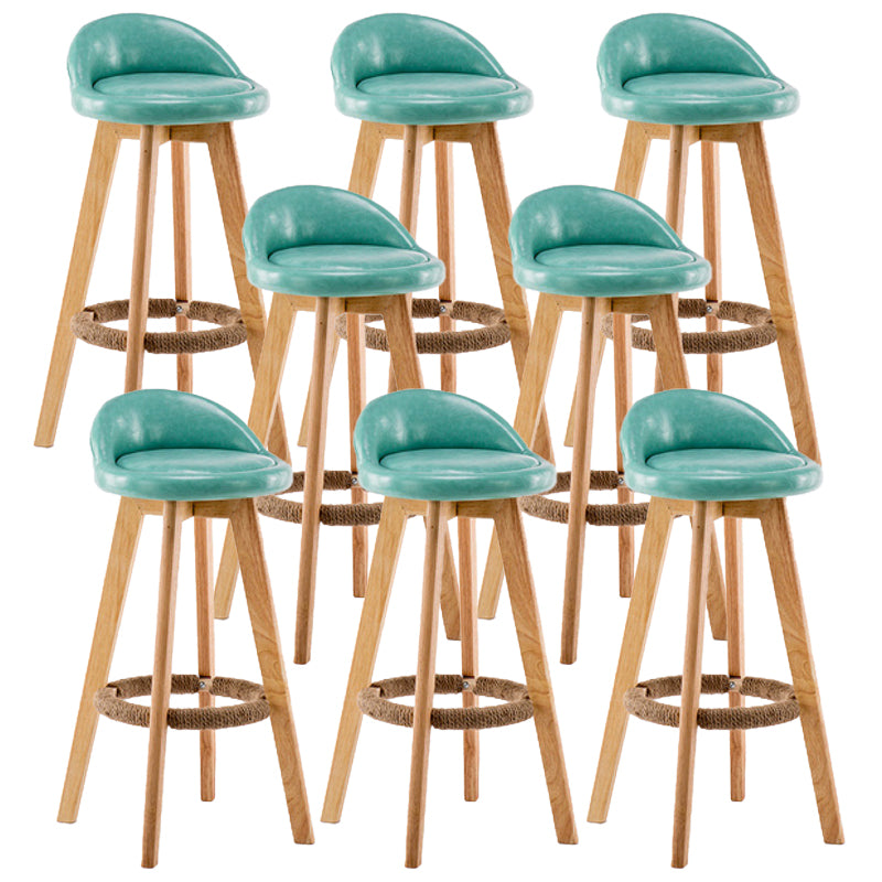 Contemporary Wood Stool Backrest Fabric Counter Stool for Restaurant