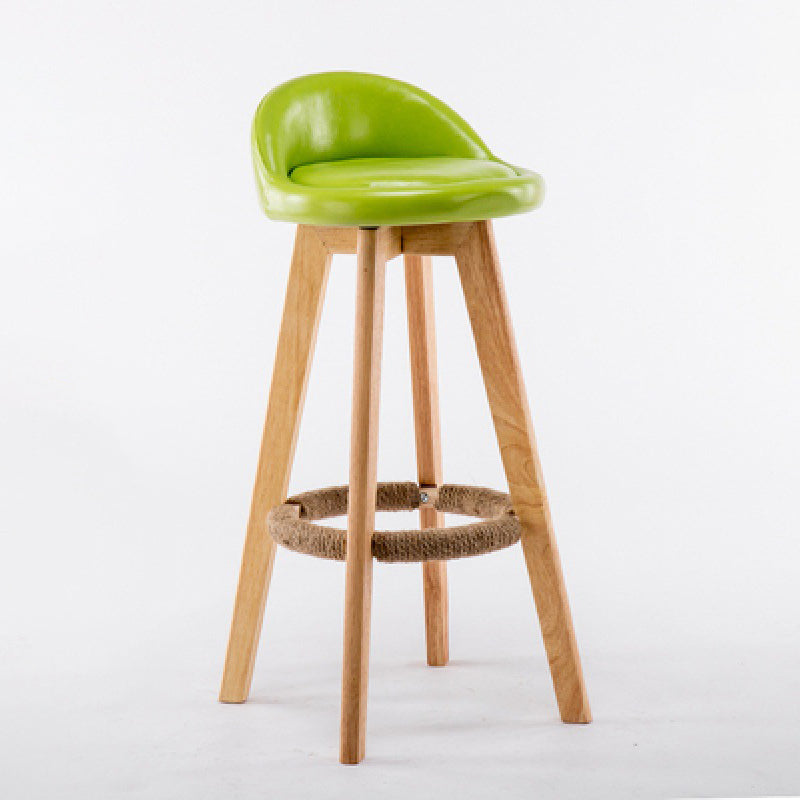 Contemporary Wood Stool Backrest Fabric Counter Stool for Restaurant