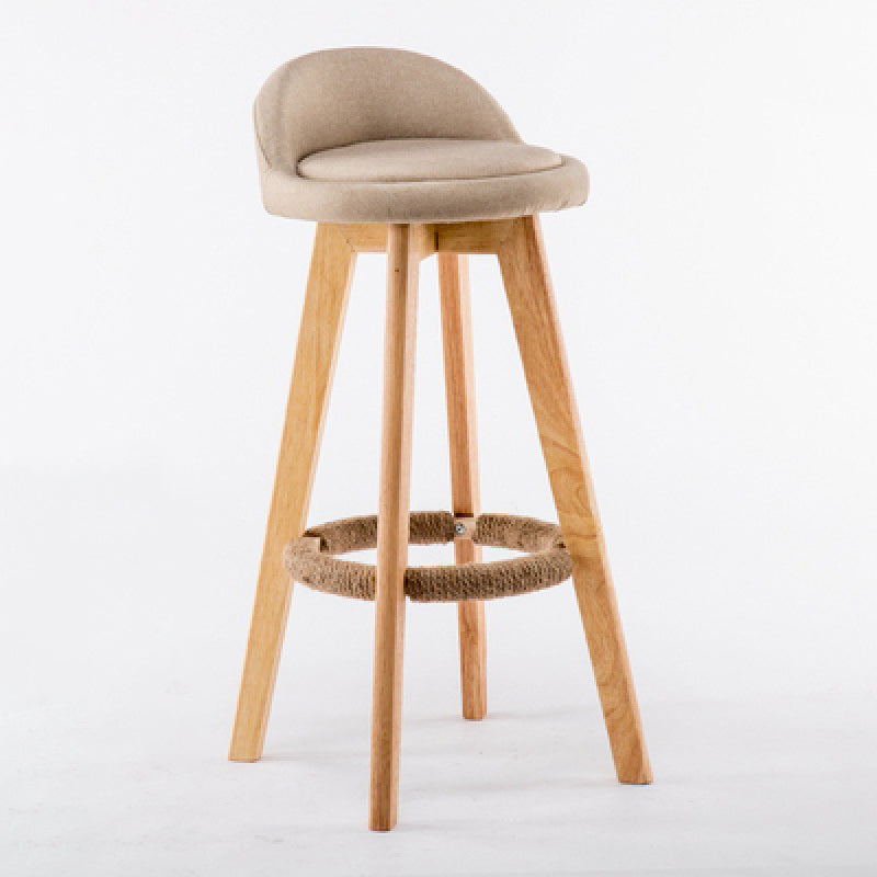 Contemporary Wood Stool Backrest Fabric Counter Stool for Restaurant